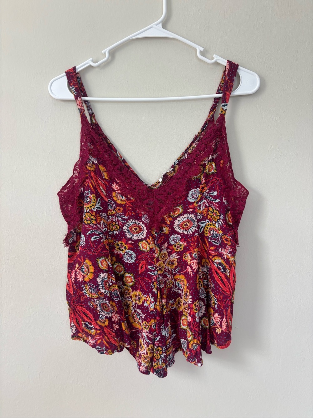 Free People Intimately Tank Top Size Small Boho Lace Trim Flowy Babydoll